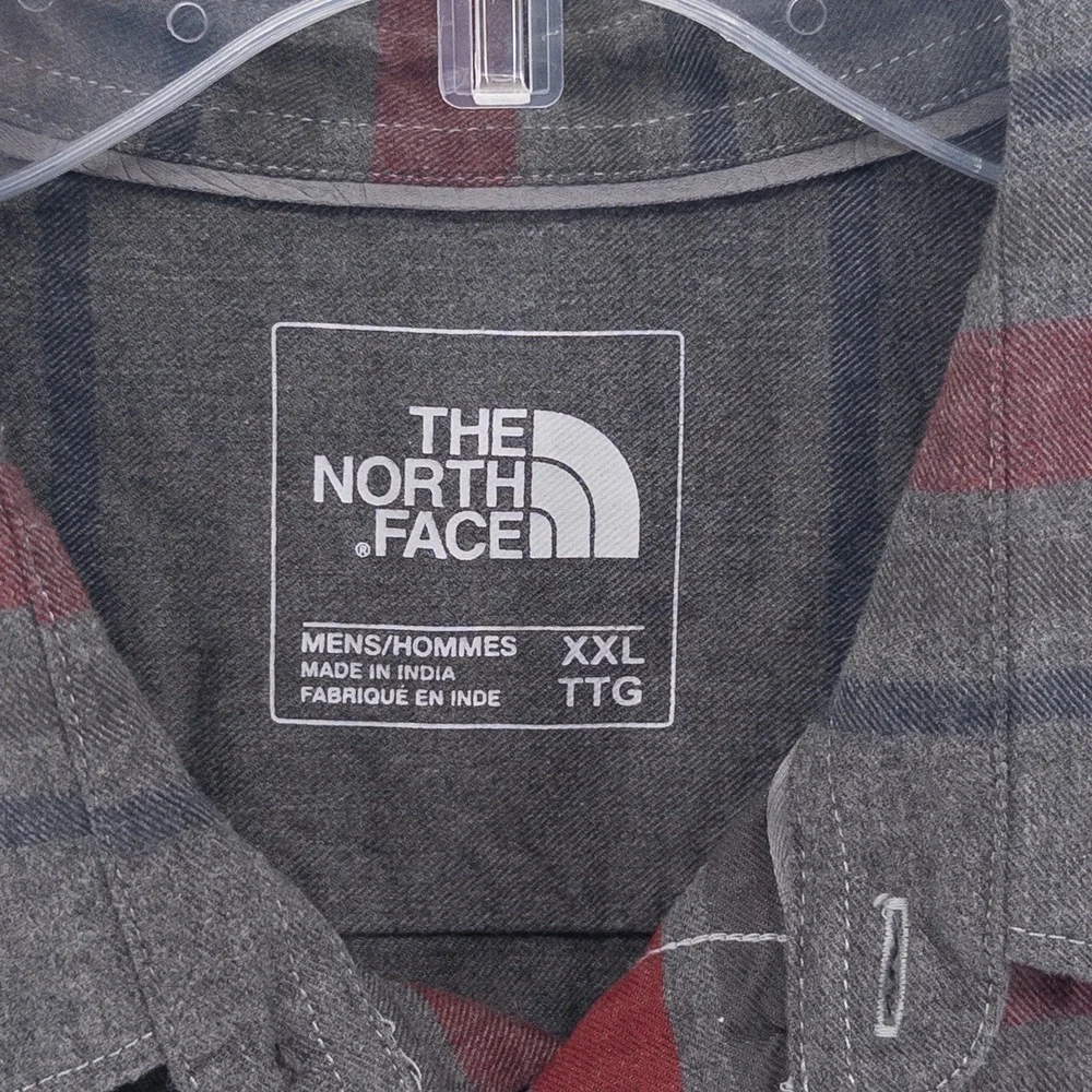The North Face‎ Mens XXL Approach Flannel Shirt Grey Burgundy Striped Gorpcore